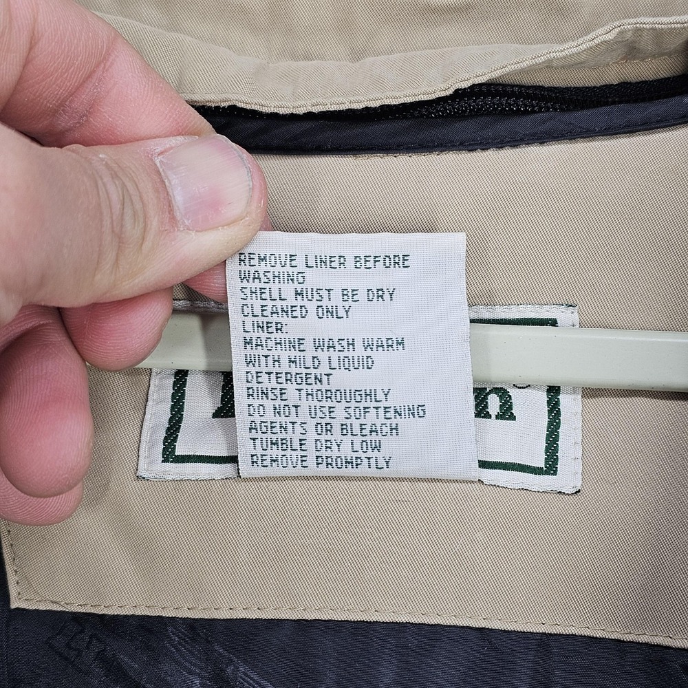 LL Bean 3-in-1 Jacket Chore Coat Mens LT Beige Goose Down Liner Full Zip - Picture 6 of 16